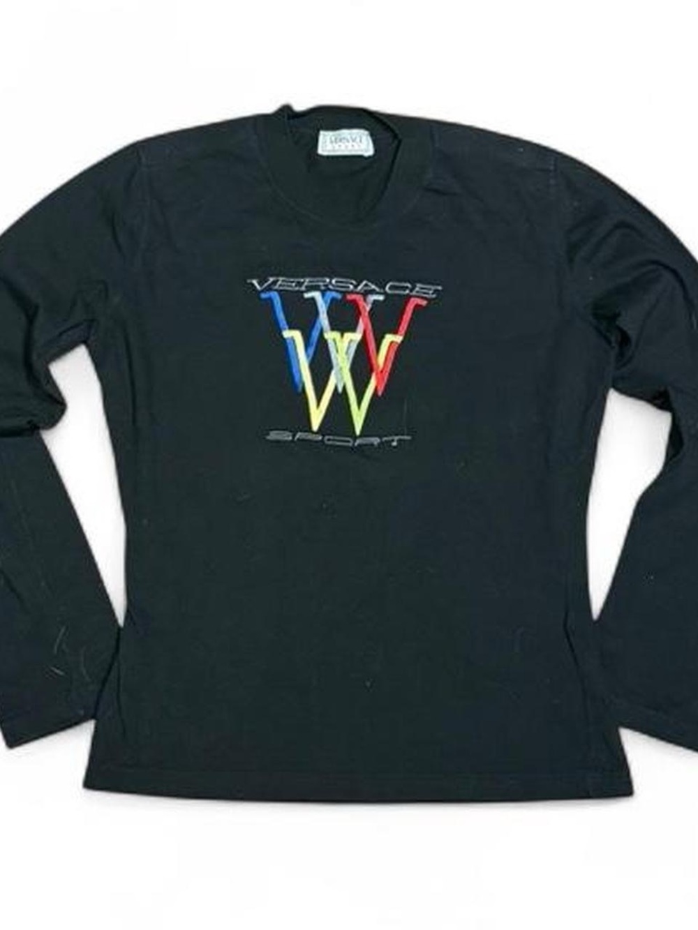 Y2K Versace Sport Embroidered Black Longsleeve Made in Italy
